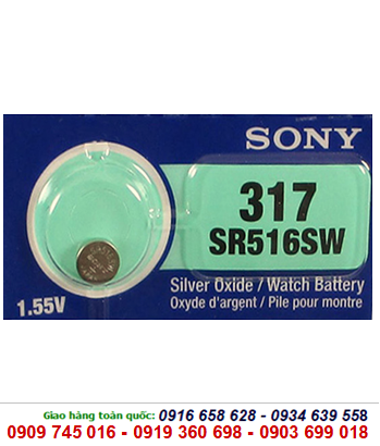 Sony SR516SW - Pin 317; Pin đồng hồ Sony SR516SW-317 Silver Oxide 1.55V chính hãng Sony Nhật - Made in INdonesia